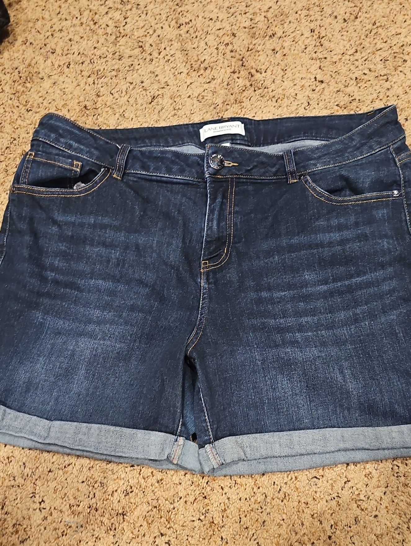 Lane Bryant Dark Indigo Cuffed Denim Shorts